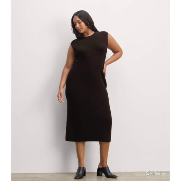 Everlane Dresses & Skirts - Everlane Size XL Black Midi Dress in Everyday Cotton Ribbed Knit NWOT